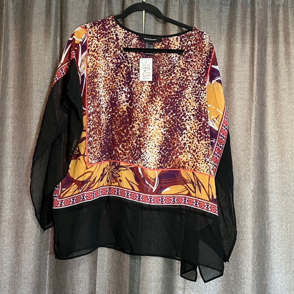 Ashley Stewart Multicolor Sheer Blouse